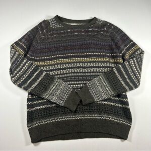 Goodthreads 100% Lambswool Sweater Mens XL Fair Isle Cool Distressed Grunge
